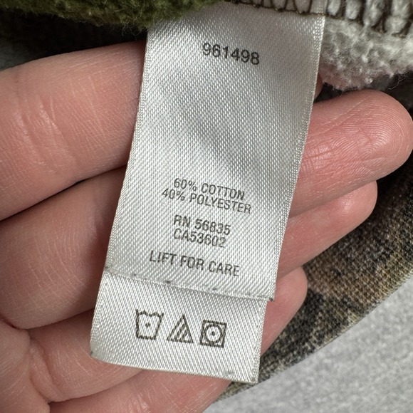 Cabelas Sweatshirt Mens Large Green Hoodie Mossy Oak Brush Camouflage Hunting - Picture 9 of 13